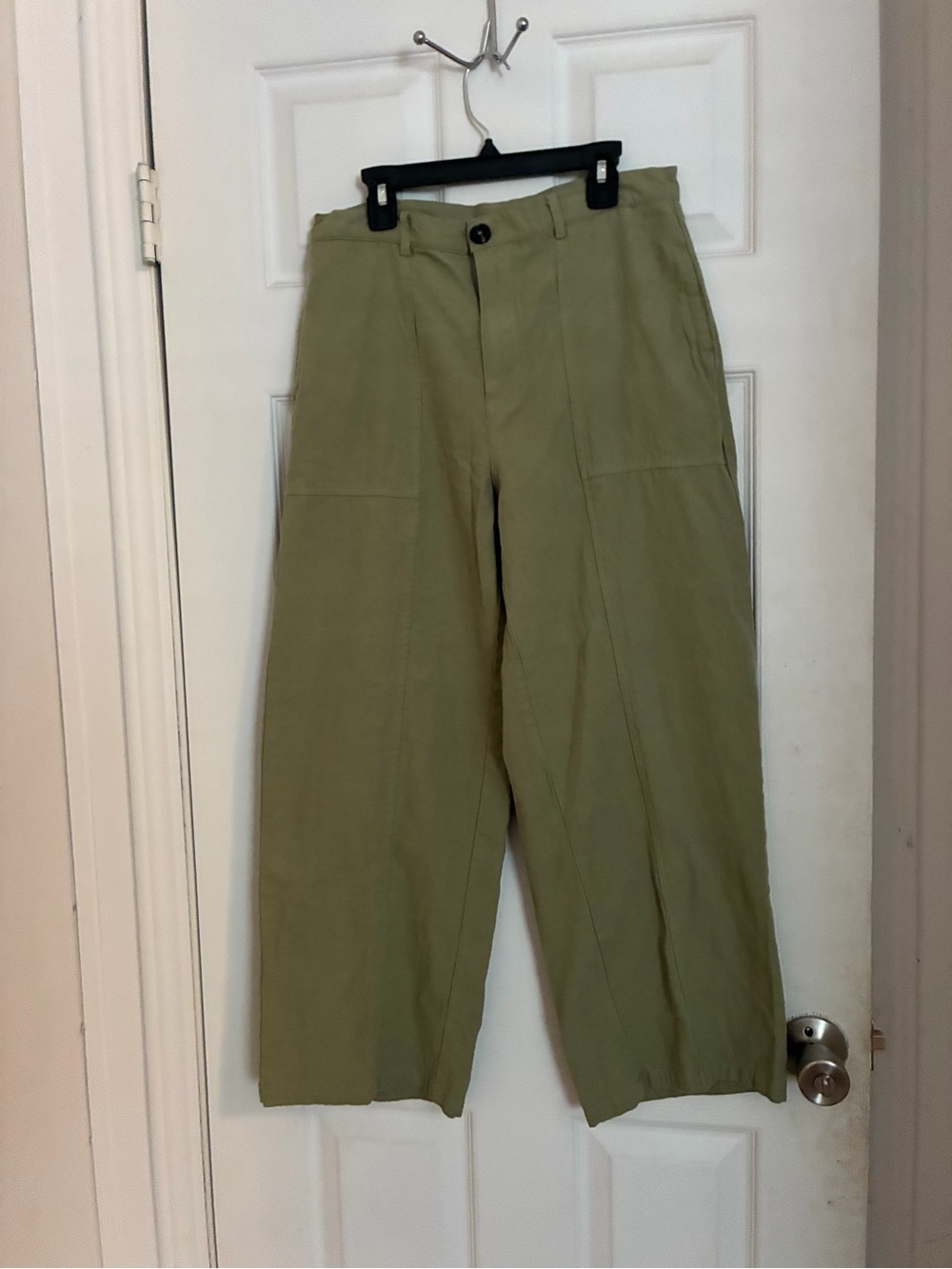 Womens Olive Wide-Leg Casual Pants